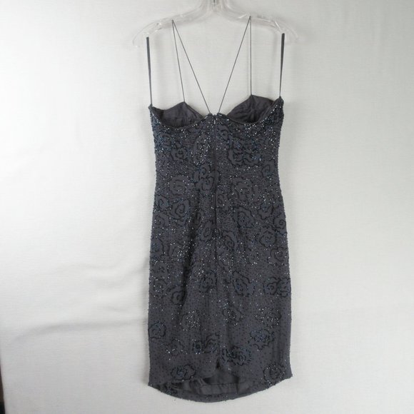 Gala by Mon Cheri Floral Beaded Mini Dress Size 8 Spaghetti Straps Purple - Picture 2 of 13